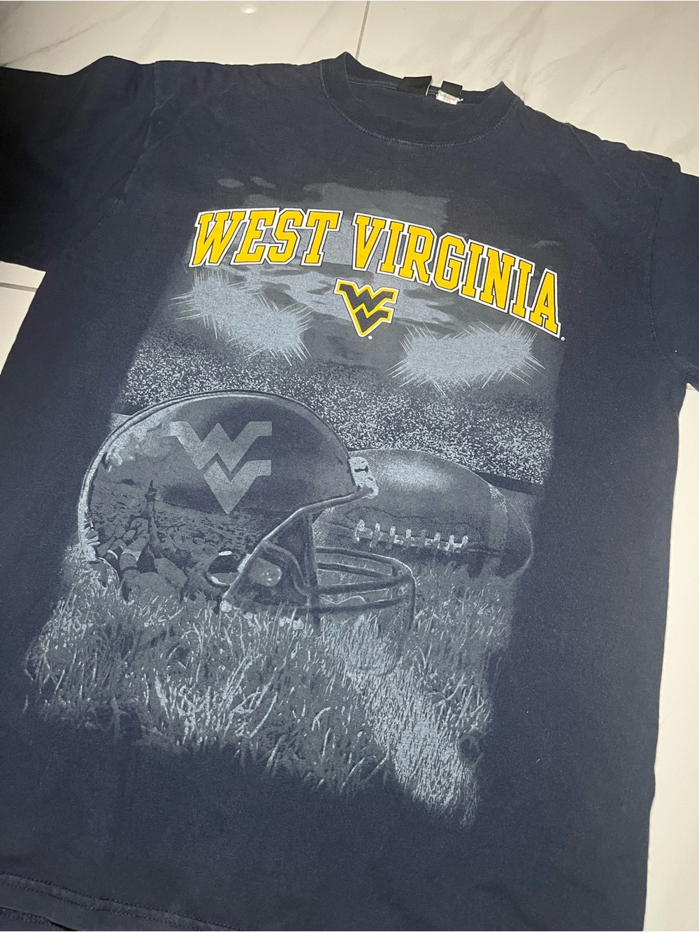 Vintage Gear For Sports Navy Long Sleeve Shirt West Virginia Megaprint